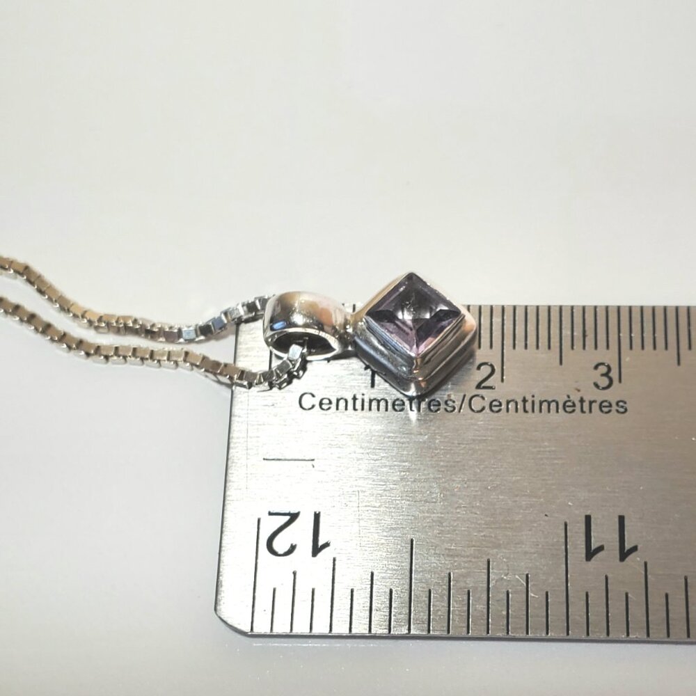 Sterling Silver 925 Necklace with Purple Stone Pendant - Picture 6 of 10